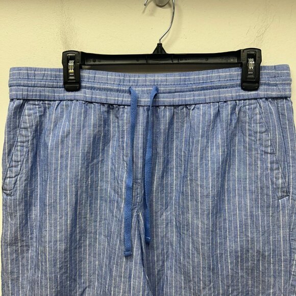 Talbots Blue Striped Linen-Cotton Drawstring Capri Pants L - Picture 5 of 9